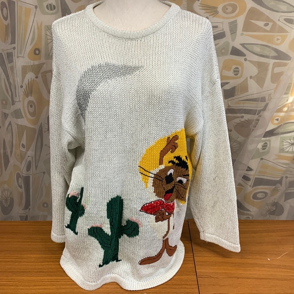 CLAIRE PEARONE Rare Vintage 1986 Speedy Gonzalez Cotton Blend Sweater